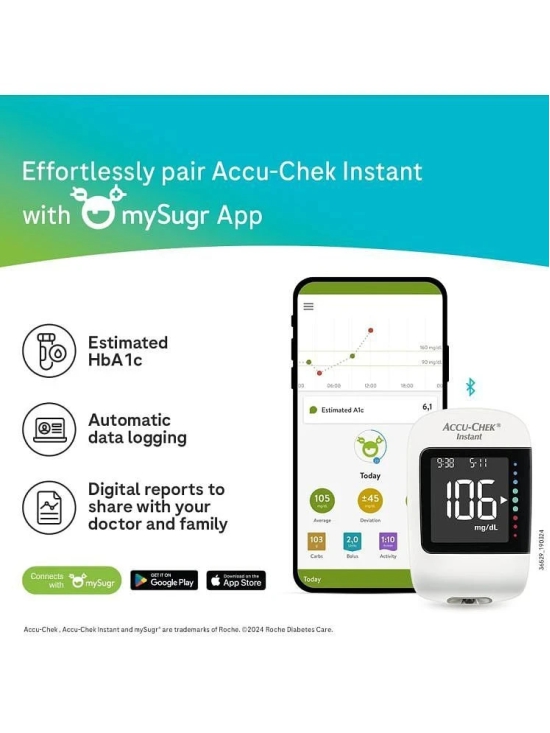 Accu-Chek Instant Blood Glucose Glucometer with Vial of 10 Strips, 10 Lancets & Lancing Device