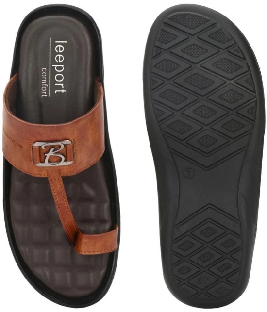 Leeport - Rust Mens Leather Slipper - None