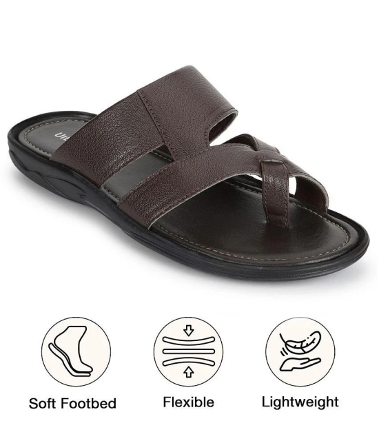 UrbanMark Brown Mens Thong Flip Flop - None