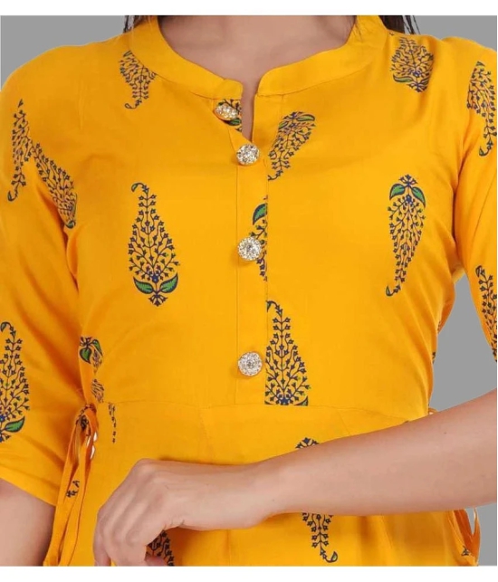 Smien - Yellow Rayon Womens Anarkali Kurti ( Pack of 1 ) - None