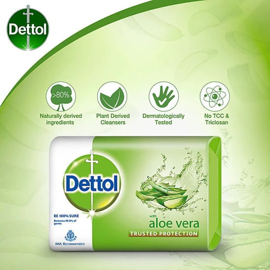 Dettol Aloe Vera Bathing Bar Soap, 100 G