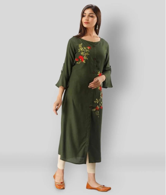 MAUKA - Green Rayon Womens Flared Kurti ( Pack of 1 ) - 5XL