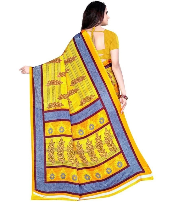 LEELAVATI - Yellow Crepe Saree With Blouse Piece ( Pack of 1 ) - Yellow