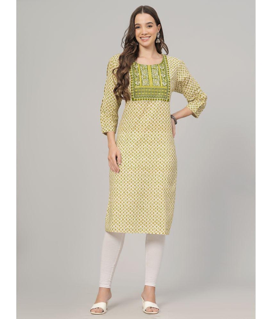 HIGHLIGHT FASHION EXPORT Cotton Printed Straight Womens Kurti - Yellow ( Pack of 1 ) - None