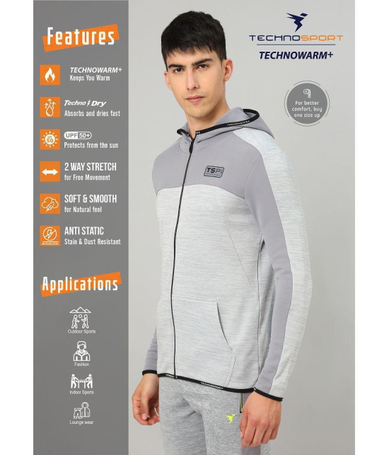 Technosport Light Grey Polyester Men's Gym Sweatshirt ( Pack of 1 ) - M