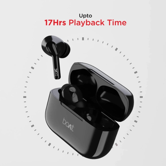 boAt Airdopes 163 | Wireless Earbuds with Massive Playback of upto 17 Hour, IPX5 Water & Sweat Resistance, IWP Technology, Type C Interface Pebble Black