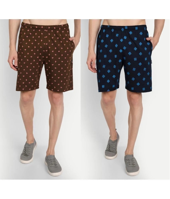 Zeffit - Multicolor Cotton Blend Mens Shorts ( Pack of 2 ) - None