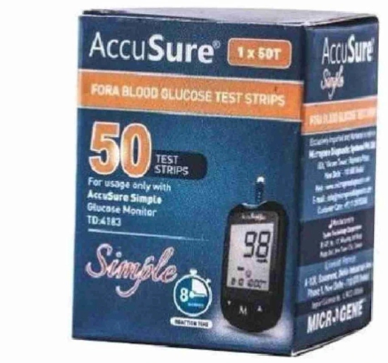 ACCUSURE Simple Meter 50 Strips Pack Only(Pack of 1X50)