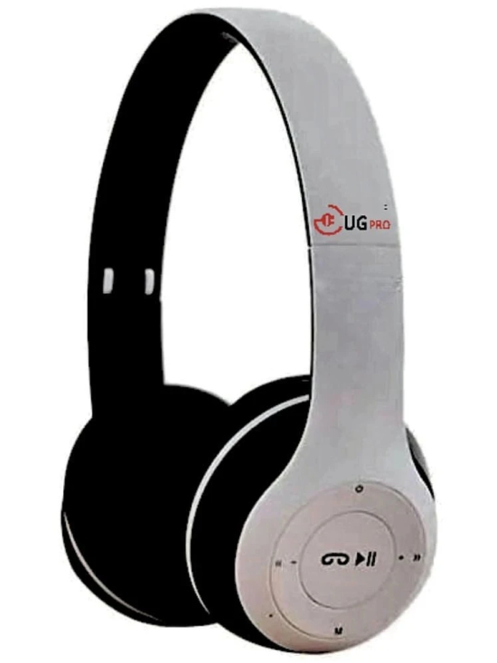 UGPro UGP-47 2 in 1 3.5 mm Bluetooth Headphone Over Ear 4 Hours Playback Adjustable length IPX4(Splash & Sweat Proof) White