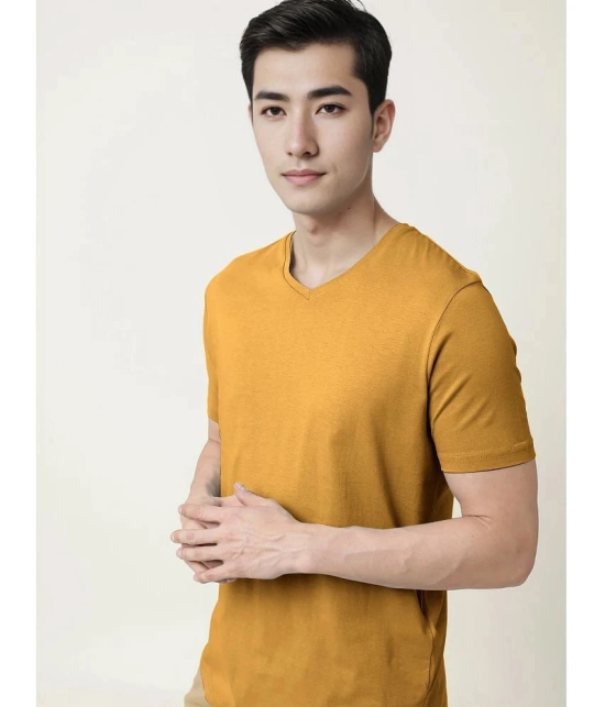 Radprix Cotton Regular Fit Solid Half Sleeves Mens T-Shirt - Yellow ( Pack of 1 ) - None