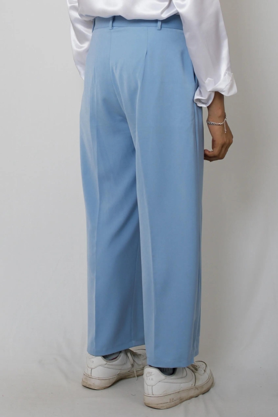 Solid non crease trousers-Sky Blue / L