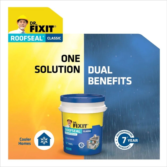 DR. FIXIT Roofseal Classic, 4 Liter, Waterproofing Solution for Homes, Terraces, Roofs