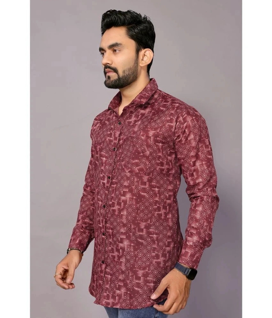 Anand Cotton Blend Regular Fit Printed Full Sleeves Mens Casual Shirt - Maroon ( Pack of 1 ) - None