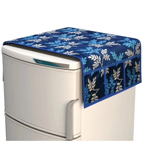 Fabolic Polyester Floral Fridge Mat & Cover ( 93 53 ) Pack of 5 - Blue - Blue