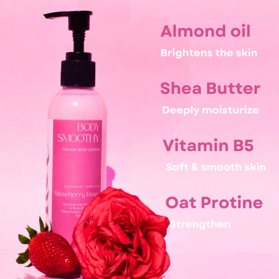 Strawberry Rose Creamy Body Lotion For Velvety Smooth Skin