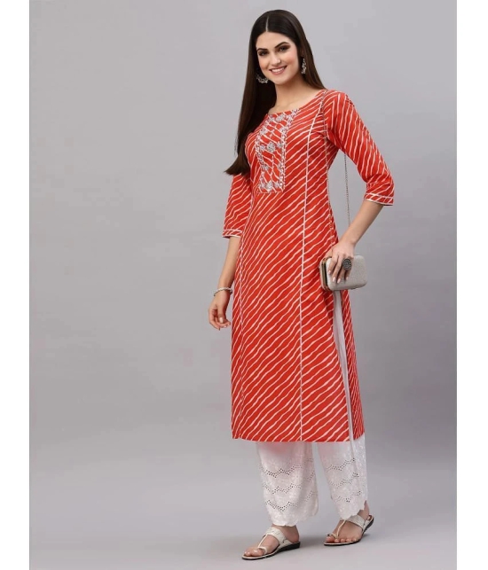 Stylum - Orange Cotton Womens Straight Kurti ( Pack of 1 ) - None