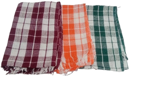 Orange, Green and White Checkered Dish Towel set of 3