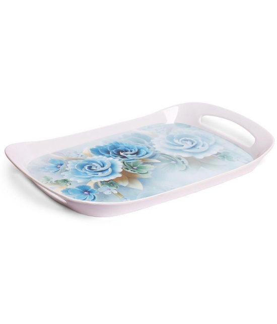 HomePro - Blue Floral Design Tray Multicolor Serving Tray ( Set of 1 )