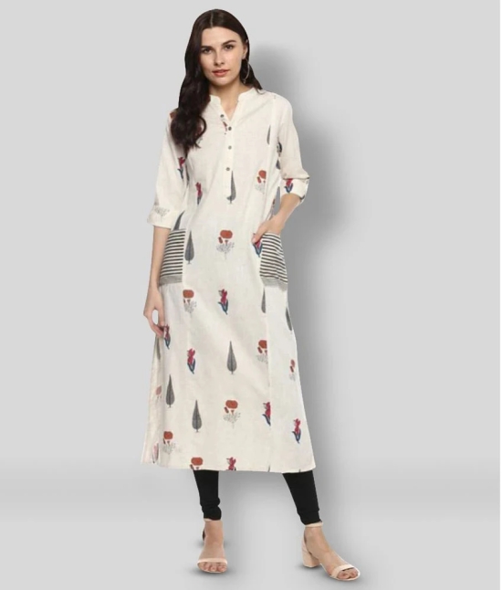 Divena - Off White Silk Blend Womens Straight Kurti - L