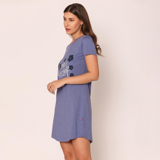 Women Cotton Sleepshirt - Denim Blue Denim Blue S