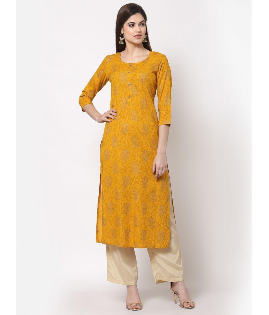 Kbz Yellow Rayon Straight Kurti - Single - None