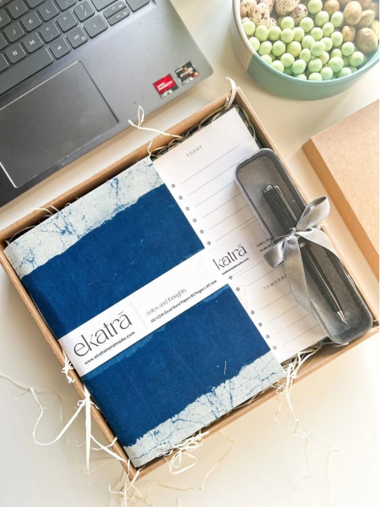 Sustainable Productivity Gift hamper by Ekatra - Indigo Stripes