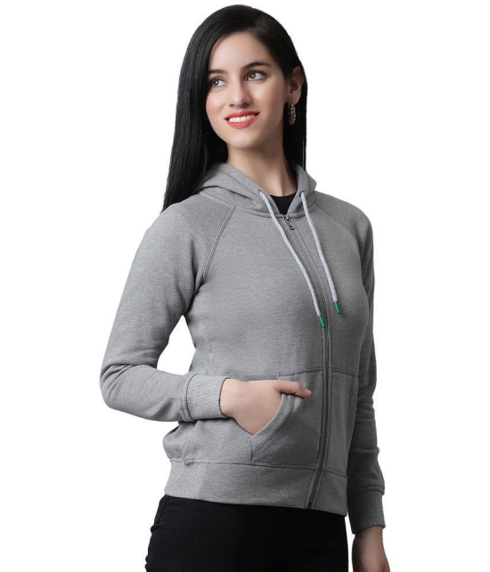 Rute Cotton - Fleece Grey Hooded Sweatshirt - None