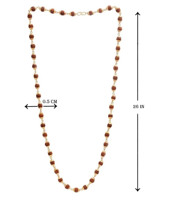 Rudraksha mala chain punch mukhi 50 beads fine gold plated religious healthcare mala - Brown