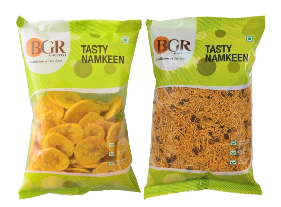 BGR Foods Combo Offer - Bombay Mixture & Salted Banana Chips (400g Pack of 2)