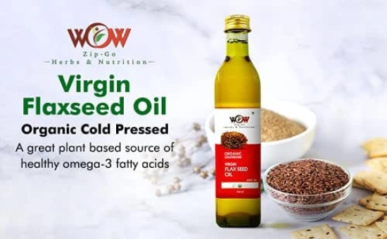 WOW ZIP - GO HERBS & NUTRITION 100% Pure Organic Flax Seed Oil Cooking Oil (Hindi-Alsi Oil) 250 Ml