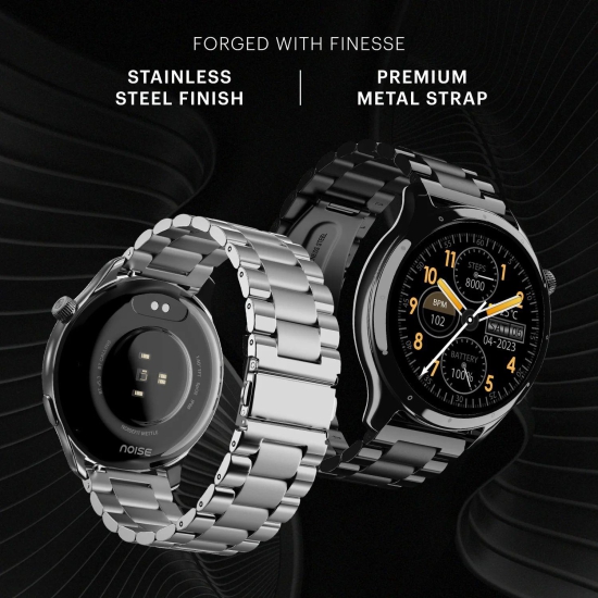 Noise Mettle 1.4'' display, Stainless Steel finish with Metal Strap, Bluetooth Calling Smartwatch Elite Silver