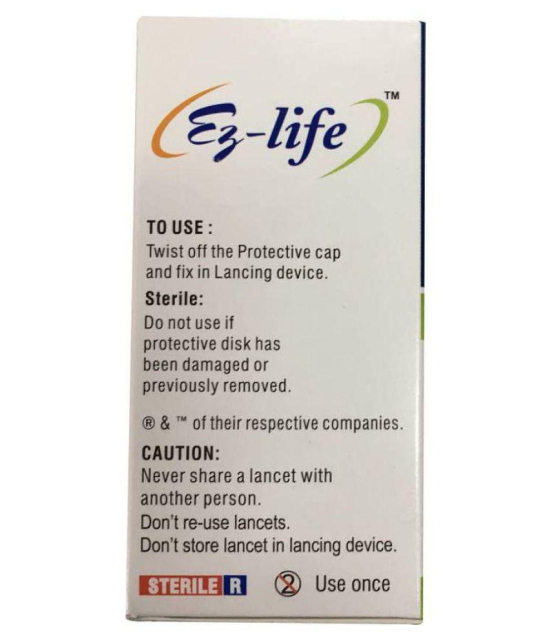 EZ Life Glucometer Lancets 100 Expiry May 2025