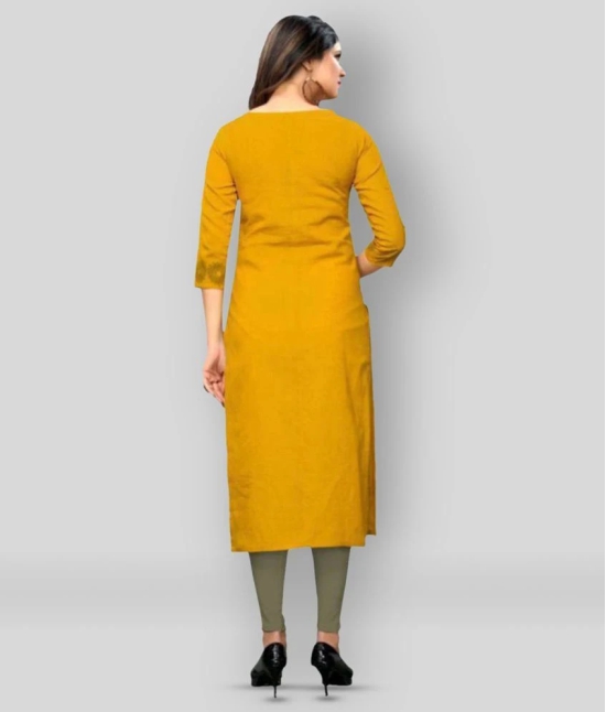 Vbuyz - Yellow Cotton Womens High Slit Kurti ( Pack of 1 ) - L