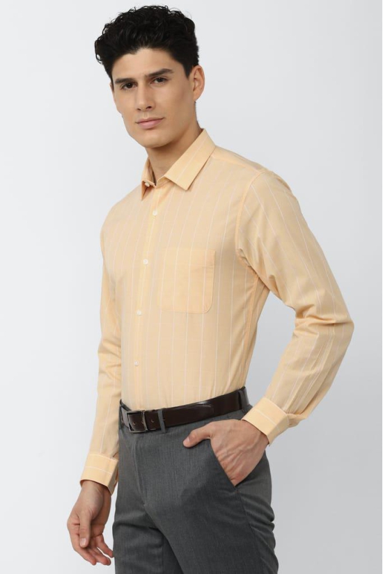 Men Orange Slim Fit Formal Full Sleeves Formal Shirt