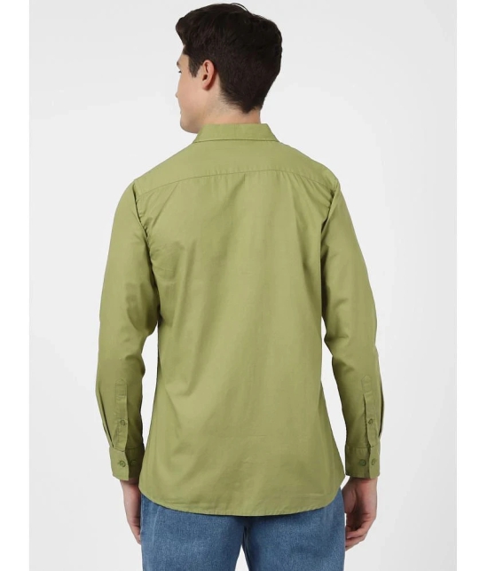 UrbanMark Men 100% Cotton Full Sleeves Regular Fit Solid Casual Shirt-Olive - None