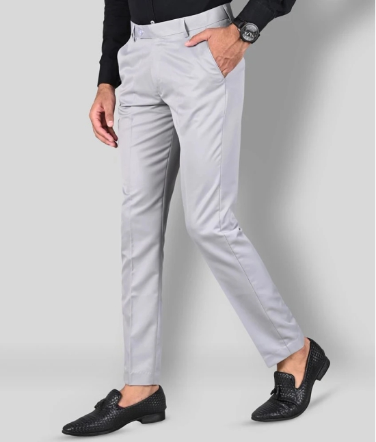 MANCREW - Light Grey Polycotton Slim - Fit Mens Formal Pants ( Pack of 2 ) - None