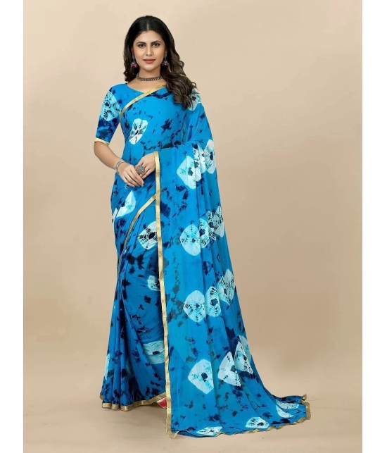 Apnisha Banarasi Silk Embellished Saree With Blouse Piece - Turquoise ( Pack of 1 ) - Turquoise