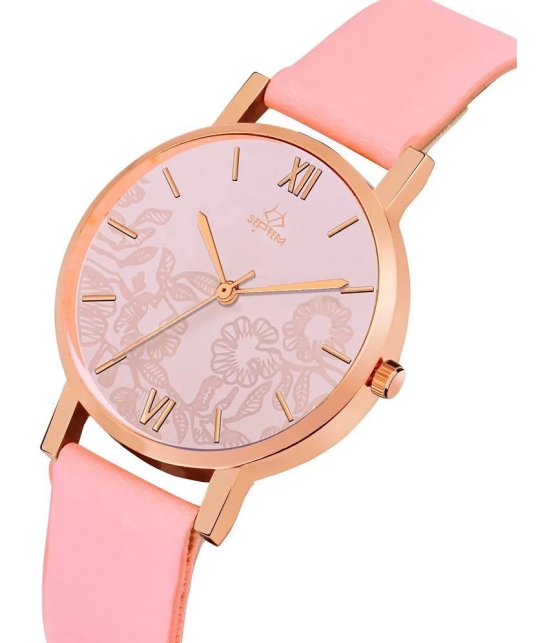 Septem Pink Leather Analog Womens Watch