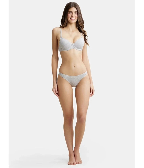 Jockey SS02 Women Super Combed Cotton Elastane Stretch Low Waist Bikini - Steel Grey Melange - None