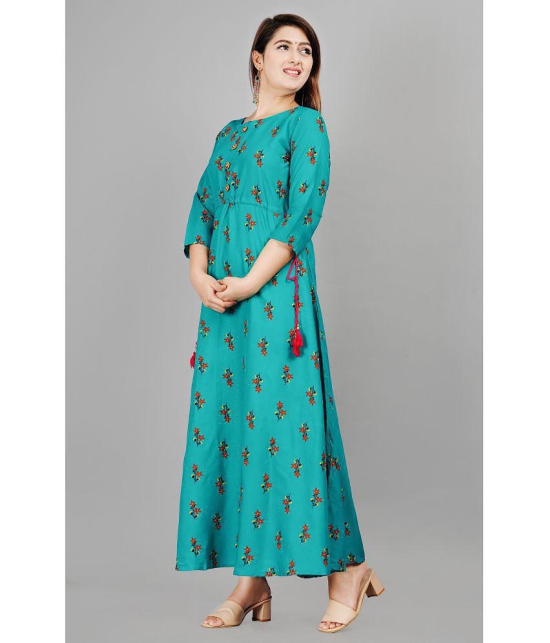 SIPET - Turquoise Rayon Women''s Anarkali Kurti ( Pack of 1 ) - None