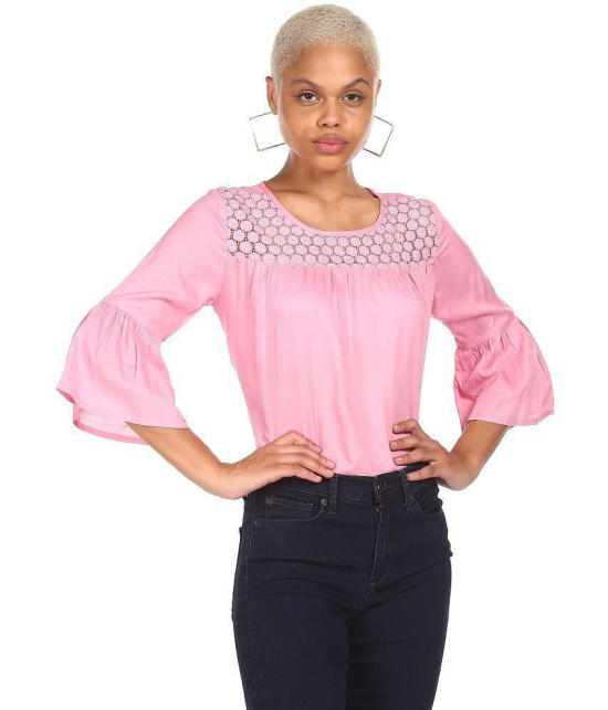 Sugr - Rayon Pink Women's Regular Top ( Pack of 1 ) - None