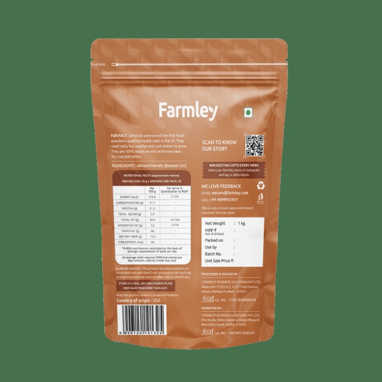 Farmley Premium California Almonds  (1 Kg)