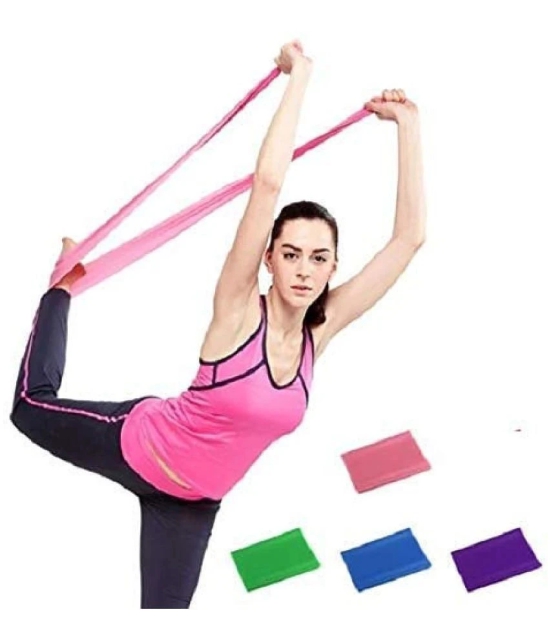 Yoga Band, Resistance Exercise Band for Training Latex-Free Anti-Allergic & Tear-Resistant TheraBand for Exercise, Stretching, Workout & Physiotherapy (Pink) Pack of 1 - Pink