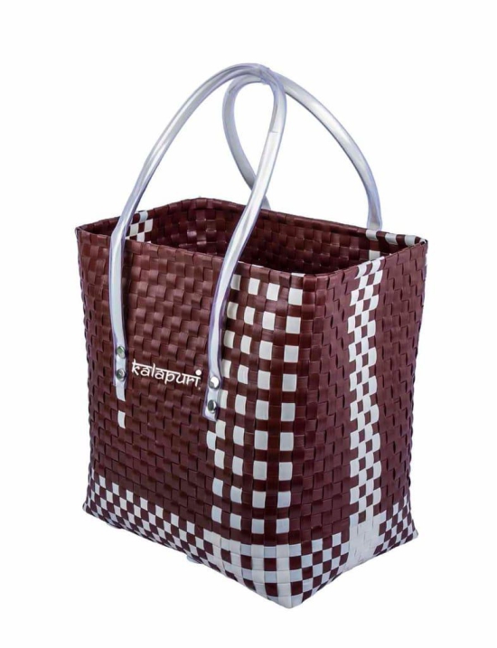 Handwoven Brown & White Basket