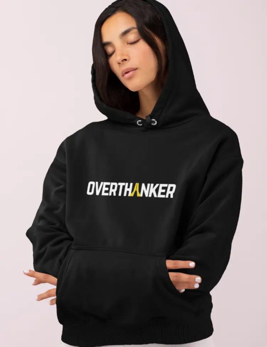 Overthanker - Unisex Oversized Hooded Sweatshirt Hoodie (Black)