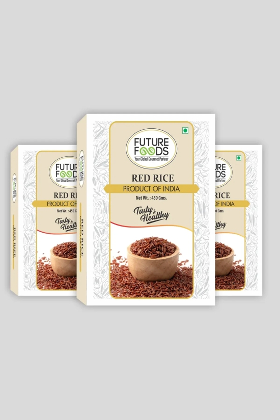 Future Foods Premium Red Rice | Rich in Antioxidants | Multiple Health Benefits | Ideal for Diabetic Patients | Supports Digestion | Fiber Rich | Iron & Vitamin Rich | 450g (Pack of 3)