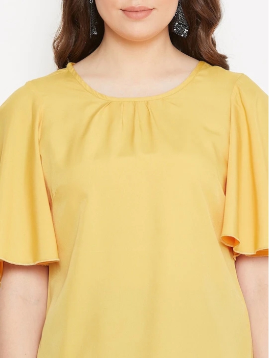 Women Yellow & Black Solid Top with Skirt