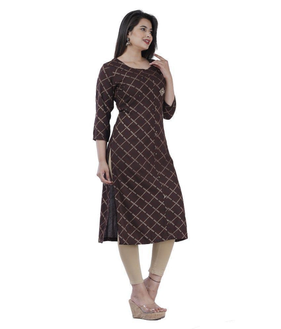 HIGHLIGHT FASHION EXPORT - Brown Rayon Womens Straight Kurti - XXL