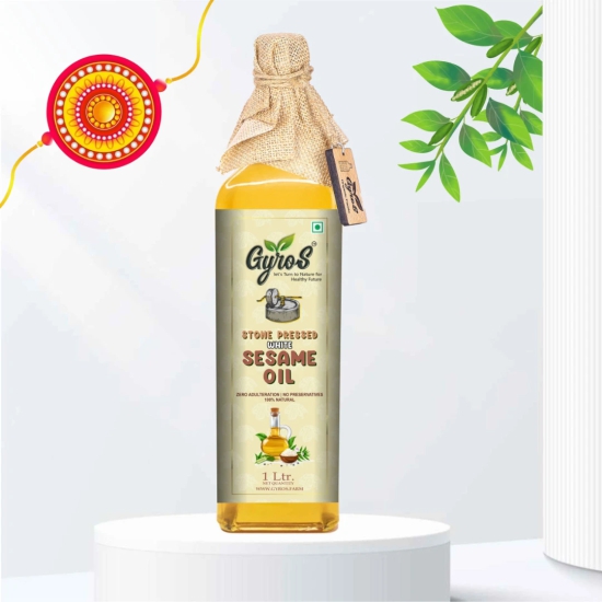 Stone Pressed White Sesame Oil-1 L Glass Bottle