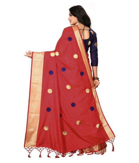 offline selection - Red Silk Blend Saree With Blouse Piece (Pack of 1)